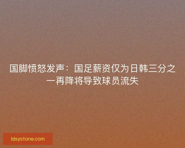 国脚愤怒发声：国足薪资仅为日韩三分之一再降将导致球员流失