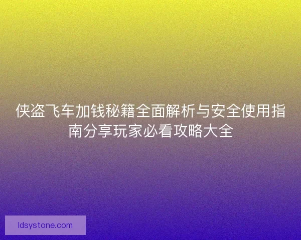 侠盗飞车加钱秘籍全面解析与安全使用指南分享玩家必看攻略大全